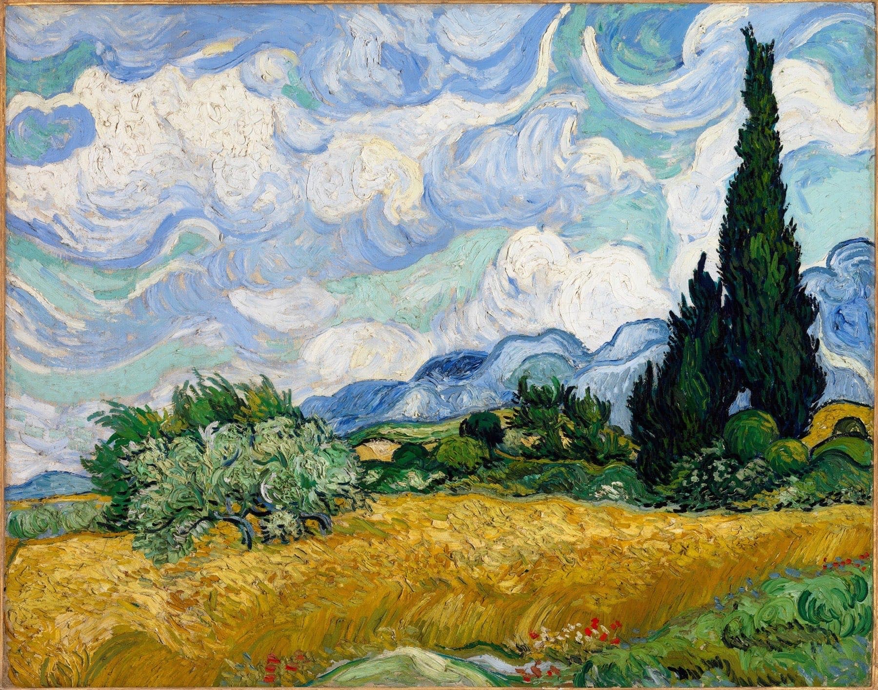Campo de Trigo com Ciprestes, Vincent van Gogh