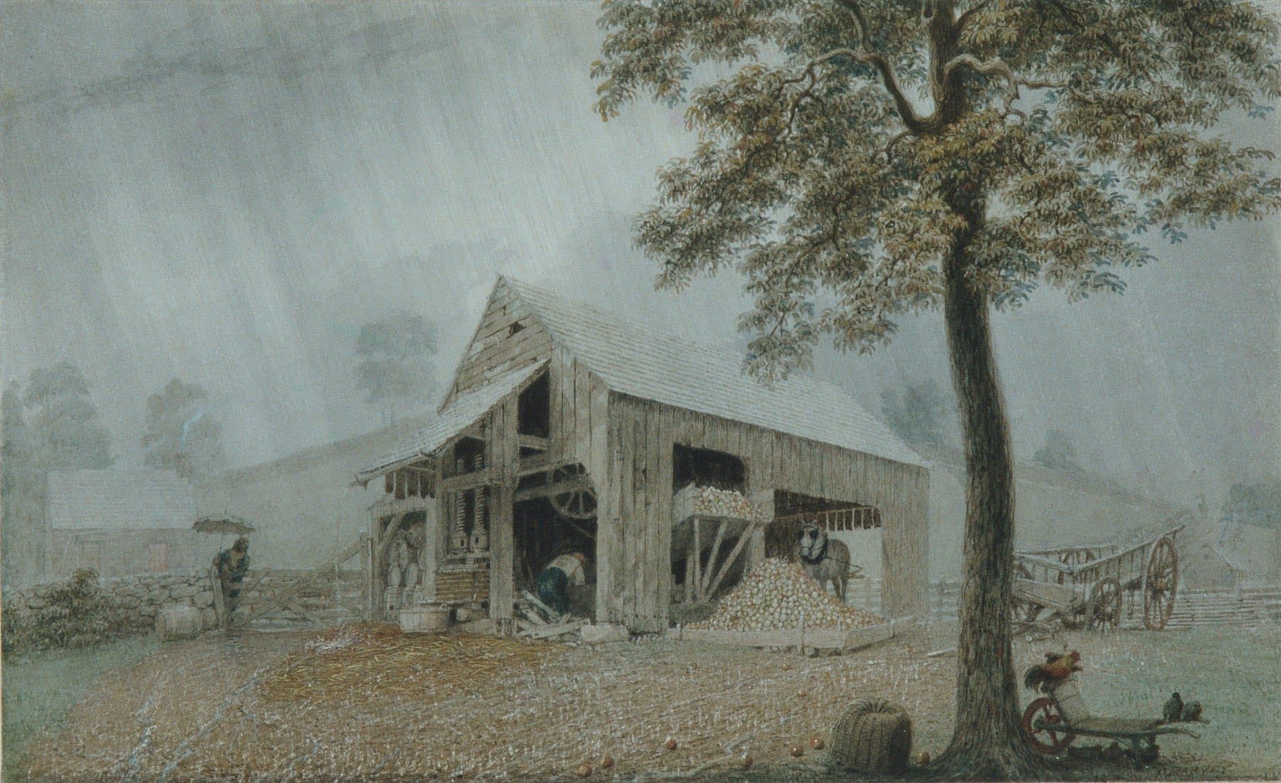 Rainstorm — Cider Mill at Redding, Connecticut, George Harvey